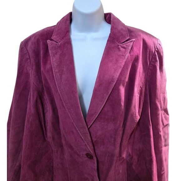 Vintage Plum Suede Blazer Jacket one Button elegant old money warm cottagecore - Picture 1 of 16